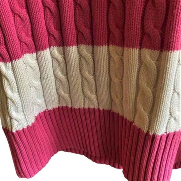 Lilly Pulitzer pink & white striped cable knit 100% cotton sweater - Picture 7 of 13